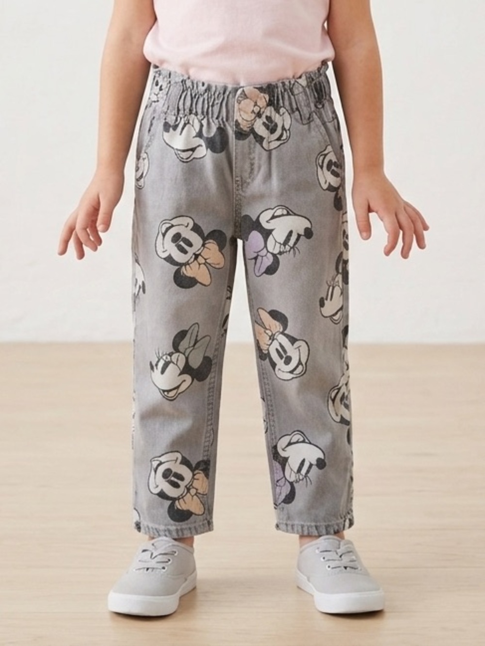 H&M Toddler Girls Minnie Mouse Relaxed Fit Denim Pants